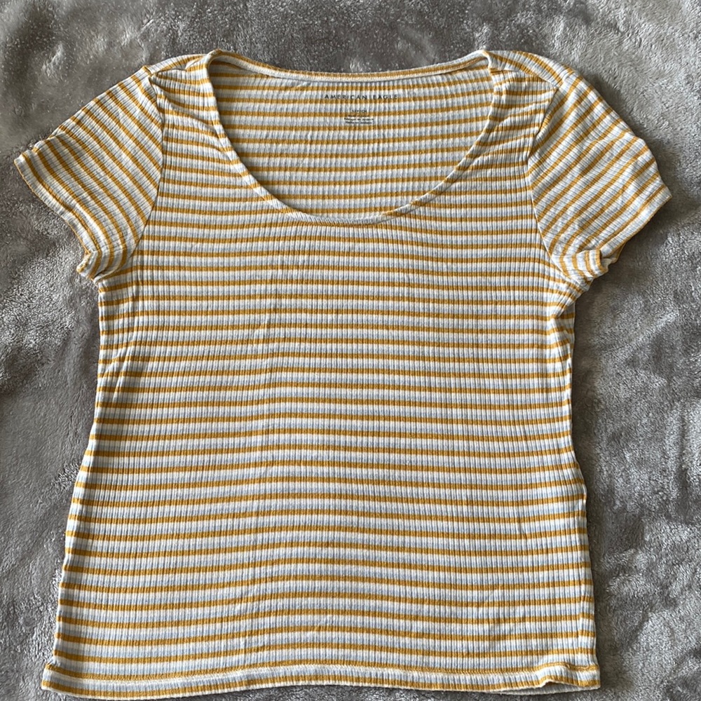 Ribbed striped scoop neck t-shirt | American Eagle